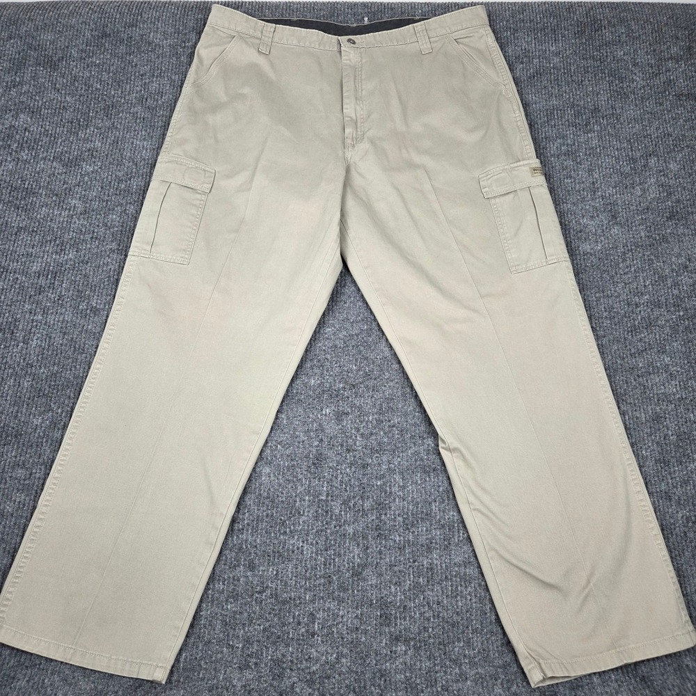 Wrangler Authentic Issue Mens Khaki Cargo‎ Pants 42x32 Tan Cotton 70LEWNK